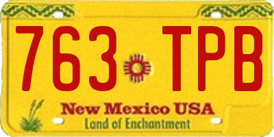 NM license plate 763TPB