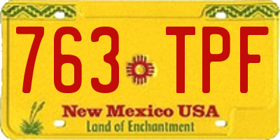 NM license plate 763TPF