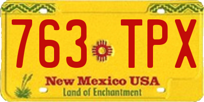 NM license plate 763TPX