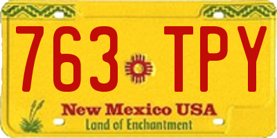NM license plate 763TPY