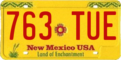NM license plate 763TUE