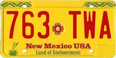 NM license plate 763TWA
