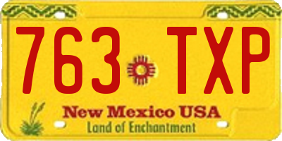NM license plate 763TXP