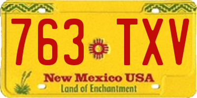NM license plate 763TXV