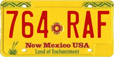 NM license plate 764RAF