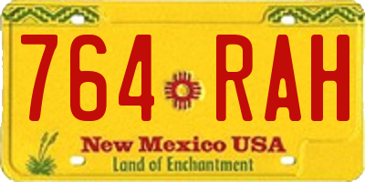 NM license plate 764RAH