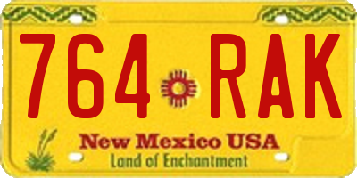 NM license plate 764RAK