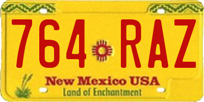 NM license plate 764RAZ