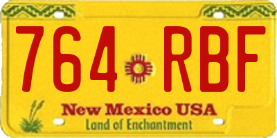 NM license plate 764RBF