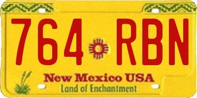 NM license plate 764RBN