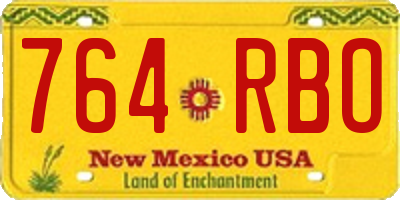 NM license plate 764RBO