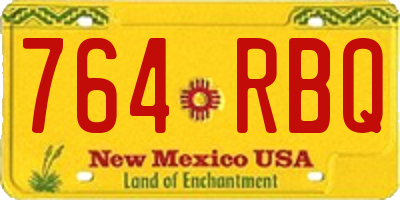 NM license plate 764RBQ