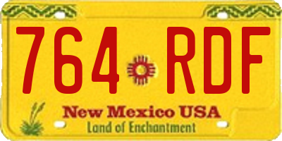 NM license plate 764RDF