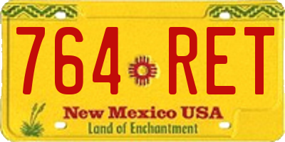 NM license plate 764RET