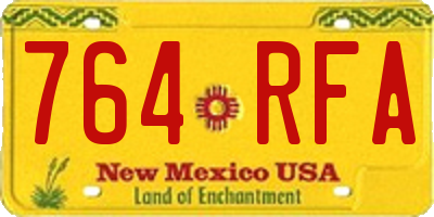 NM license plate 764RFA