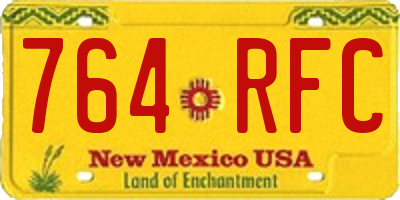 NM license plate 764RFC
