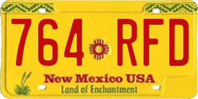 NM license plate 764RFD