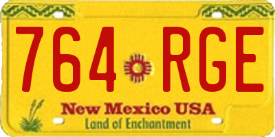 NM license plate 764RGE
