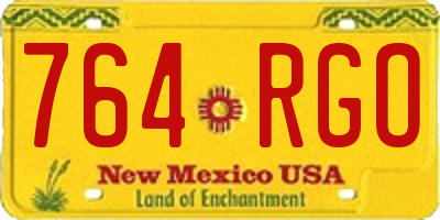 NM license plate 764RGO