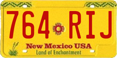NM license plate 764RIJ