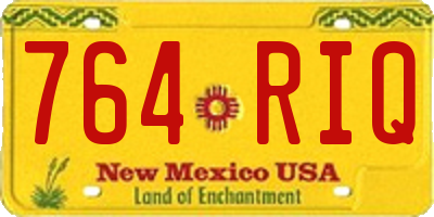 NM license plate 764RIQ
