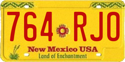 NM license plate 764RJO