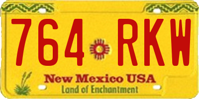 NM license plate 764RKW