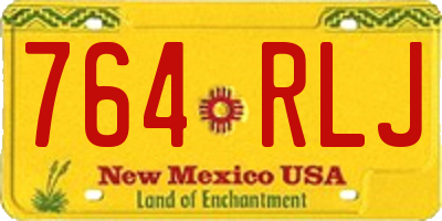 NM license plate 764RLJ