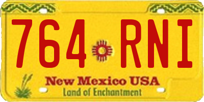 NM license plate 764RNI