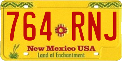 NM license plate 764RNJ