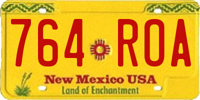 NM license plate 764ROA