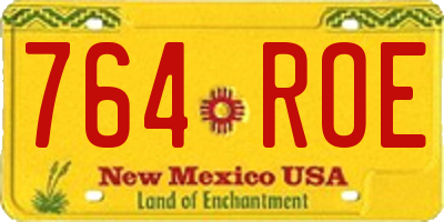 NM license plate 764ROE