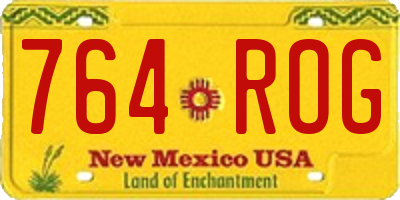 NM license plate 764ROG