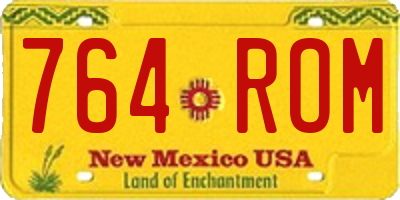 NM license plate 764ROM