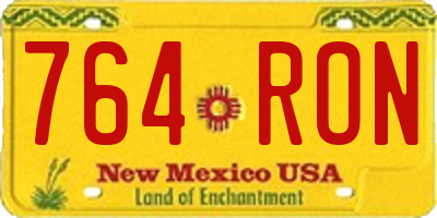 NM license plate 764RON