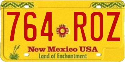 NM license plate 764ROZ