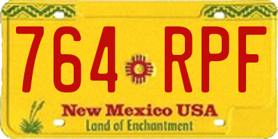 NM license plate 764RPF
