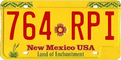 NM license plate 764RPI