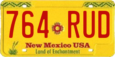 NM license plate 764RUD