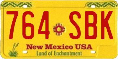 NM license plate 764SBK