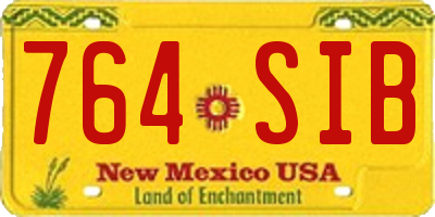 NM license plate 764SIB