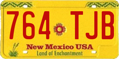 NM license plate 764TJB