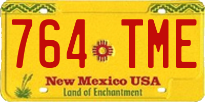 NM license plate 764TME