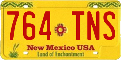 NM license plate 764TNS
