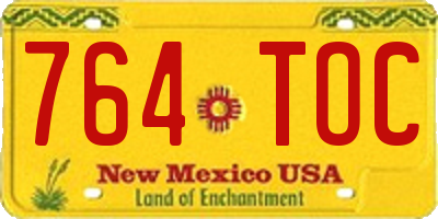 NM license plate 764TOC