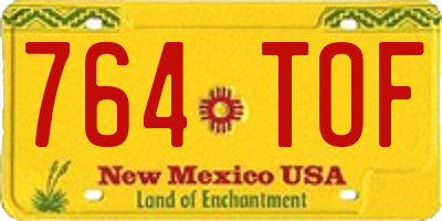 NM license plate 764TOF