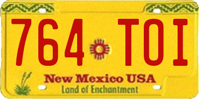 NM license plate 764TOI