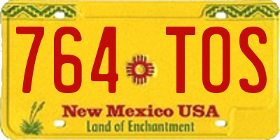 NM license plate 764TOS