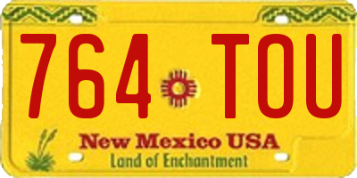 NM license plate 764TOU
