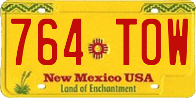 NM license plate 764TOW